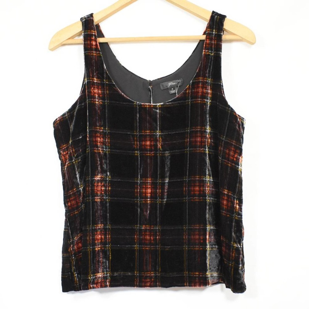J. Crew Stewart Tartan Tank Top Velvet Plaid 4